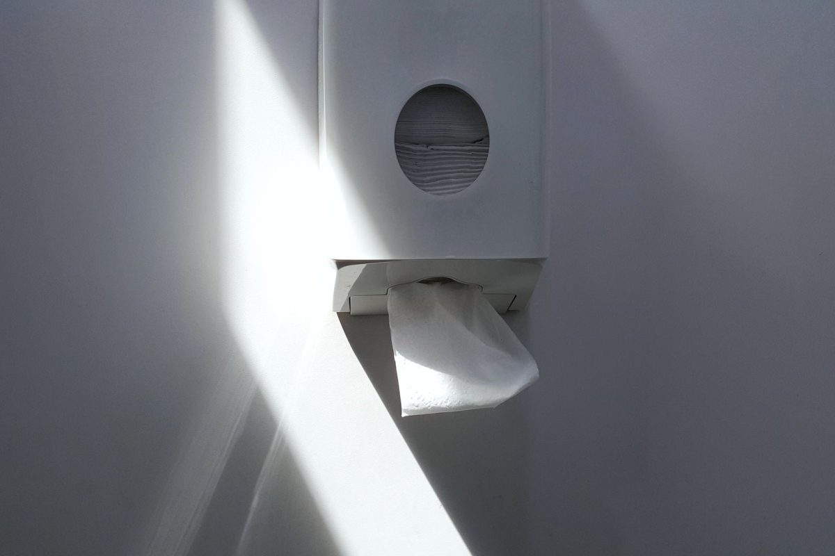 Paper,Towel,Dispenser,On,The,Wall,In,The,Bathroom